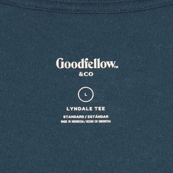 Goodfellow Tee Shirt Mens Large Teal Blue Lyndale Crew Short Sleeve Solid Cotton - Picture 3 of 5